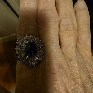 Elegant Silver and Black Statement Ring